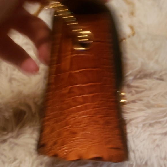 Brown and Gold Crocodile Embossed Crossbody Bag - Picture 6 of 9
